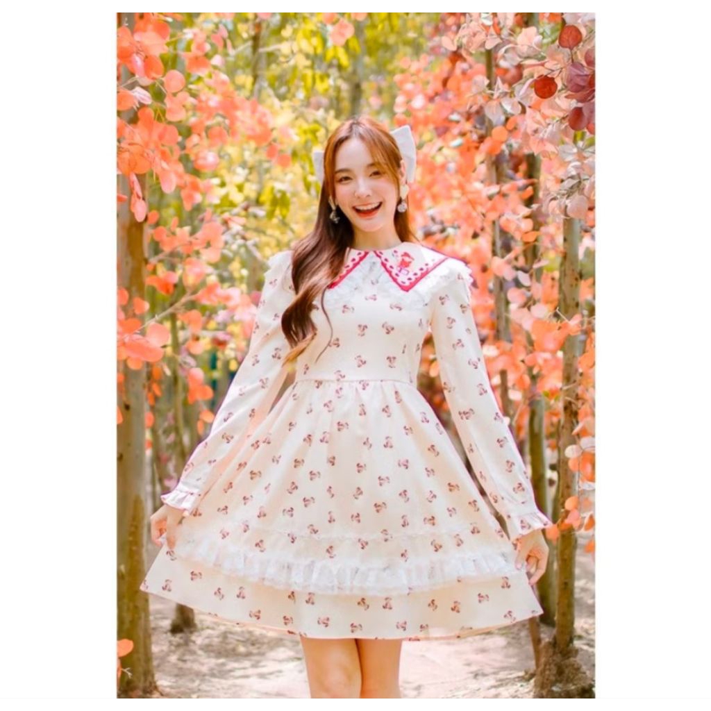 เดรส Marie diamond แขนยาวสีเหลือง