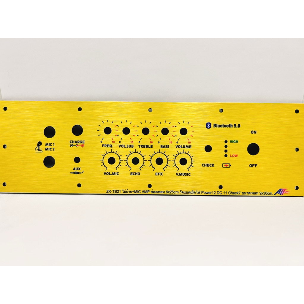 เพลทลำโพงบลูทูธZK-TB21ไม่ย้าย+MIC AMP ช่องเพลท6x25cm.วัดแบตเม็ดไฟ สวิตซ์ 12มิล DC 11มิล ขนาดเพลท9x30cm.วัสดุคอมโพสิต