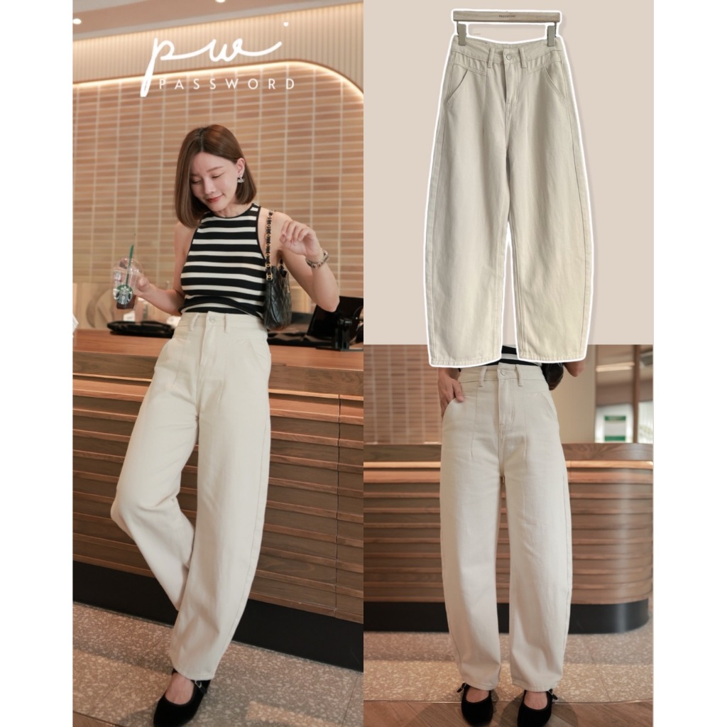 •PASSWORD• PW 8782 กางเกงยีนส์ barrel เข้าใหม่ค่า ปีนี้ฮิตติดลมบนใส่ได้ยาวๆแน่นอน รุ่นนี้ใช้ผ้ายีนส์