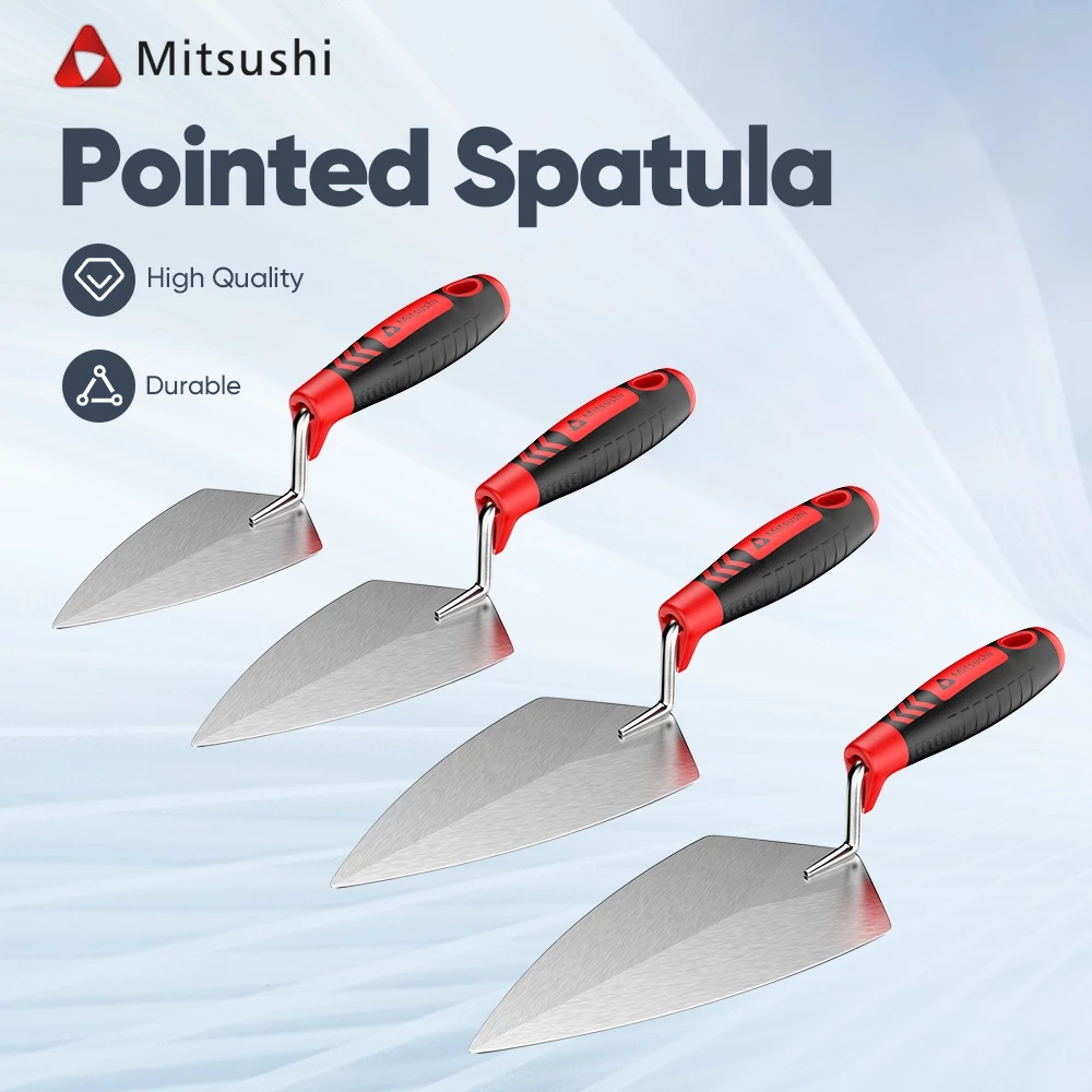 Mitsushi เกียงฉาบปูน 6/8นิ้ว เกียงก่ออิฐสามเหลี่ยม เกรียงฉาบปูนด้ามไม้ เกรียงก่อปูน สามเหลี่ยม