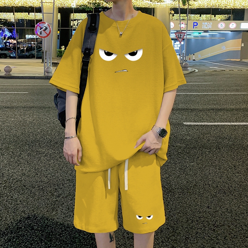ชุดสำหรับผู้ชายในฤดูร้อน แบบอเมริกัน จากผ้าฝ้าย ระบายอากาศ อ่อนคลาด เสื้อผ้าตีชูสำหรับออกกำลังกาย มีความแฟชั่น และมีรูปแ