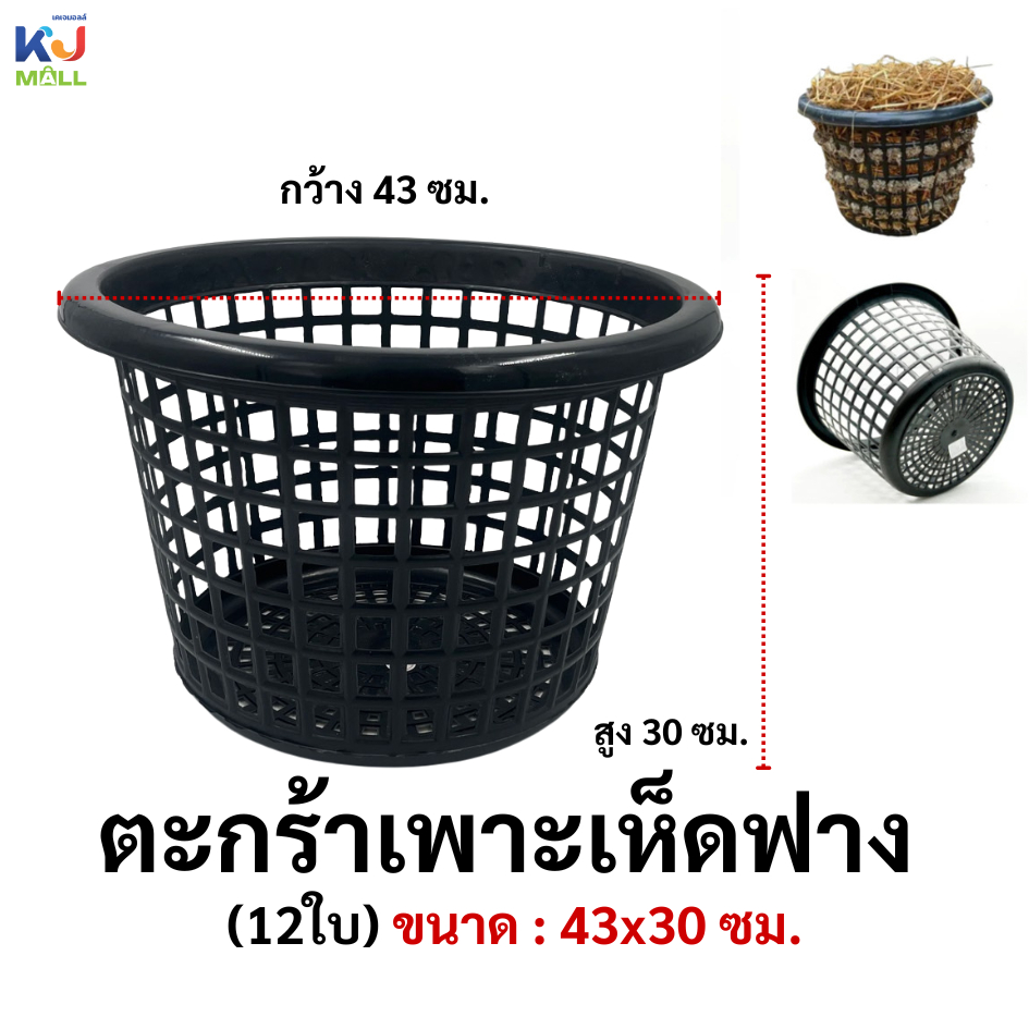 (ยกโหล 12 ใบ ) ตะกร้าเพาะเห็ดฟาง ตะกร้าเพาะปลูกเฟิร์น  ตะกร้ากลมพลาสติก [พร้อมส่ง]