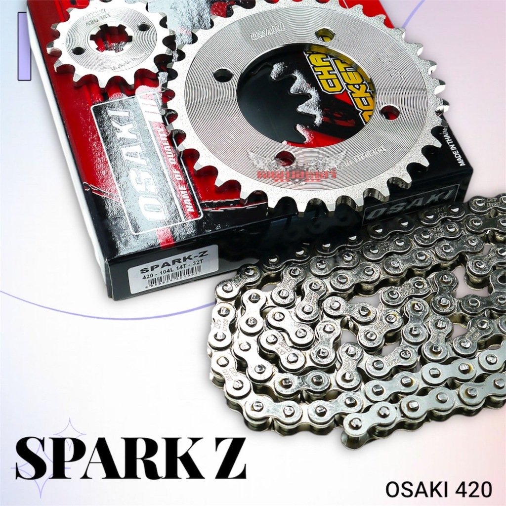 ชุด โซ่ สเตอร์ OSAKI 420 ชุบเงิน เลส สำหรับ SPARK Z SPARK NANO SPARK110
