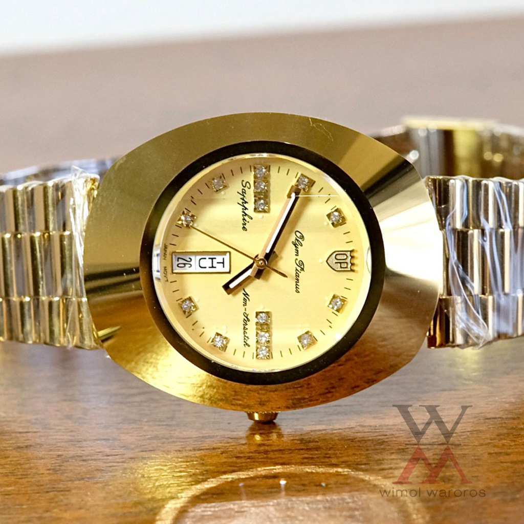 นาฬิกา OP (Olym Pianus) รุ่น 8217-406E Diastar 35.3 mm. Sapphire Quartz (เรือนทอง-หน้าทอง พลอยใส 14 