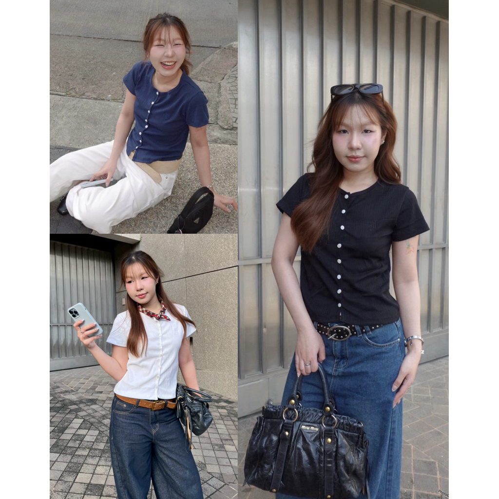 (มีS/XL‼️) HAPTOP44 ‘Kathy top’ เสื้อคอกลมทรงเบบี้ที (happysummer.bkk)