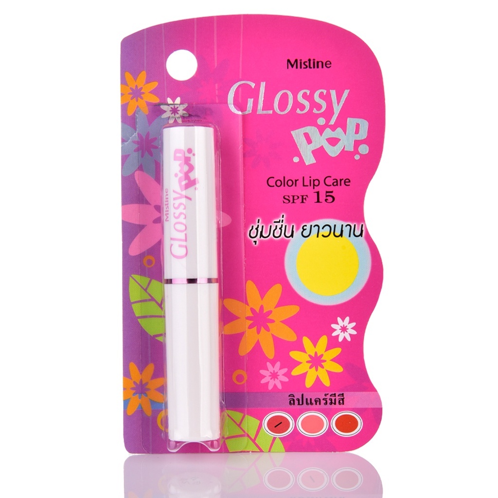 Mistine Glossy Pop Color Lip Care SPF 15 1.7กรัม ลิปแคร์มีสี มิสทีน กลอสซี่ ป๊อบ ลิป แคร์ SPF 15