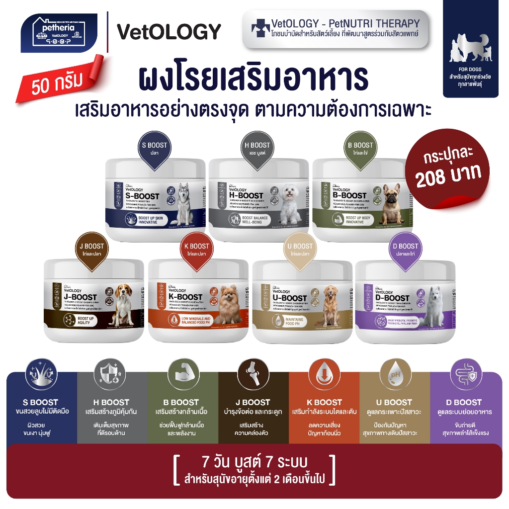 [50g x 1 กระปุก] ผงโรยอาหาร VetOLOGY สำหรับสุนัขตั้งแต่อายุ 2 เดือนขึ้นไป