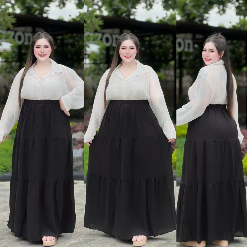 🌷VM 115🌷#กระโปรงยาว3ชั้น สาวอวบอ้วนผ้าสลาฟ