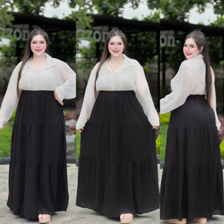 🌷VM 115🌷#กระโปรงยาว3ชั้น สาวอวบอ้วนผ้าสลาฟ