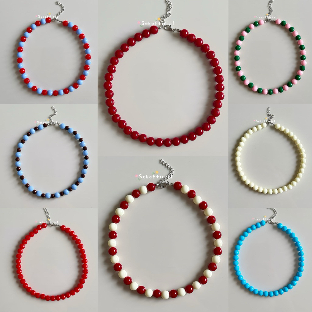 มีส่งด่วน♡ Seb Bubble Necklace (8/10mm.) ♡‧₊˚ | สร้อยคอลูกปัดอะคลิลิก สร้อยคอแฟชั่น สร้อยลูกปัดเม็ดใหญ่