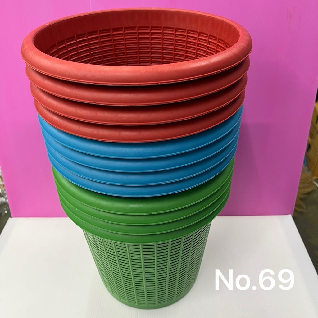 ( ยกโหล 12 ชิ้น) No. 1415 ตะกร้า ตะกร้าเล็ก ตะกร้าหวาย เบอร์069 สำหรับใส่ของ กว้าง 27ลึก 22.5 คละสี ได้ทั้งหมด 12 ชิ้น
