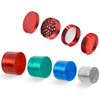 ที่บดสมุนไพร 63มม. Grinder 4 ชั้น 63mm สีทึบ วัสดุโลหะ บดได้ละเอียด พกพาสะดวก พร้อมส่งจากไทย