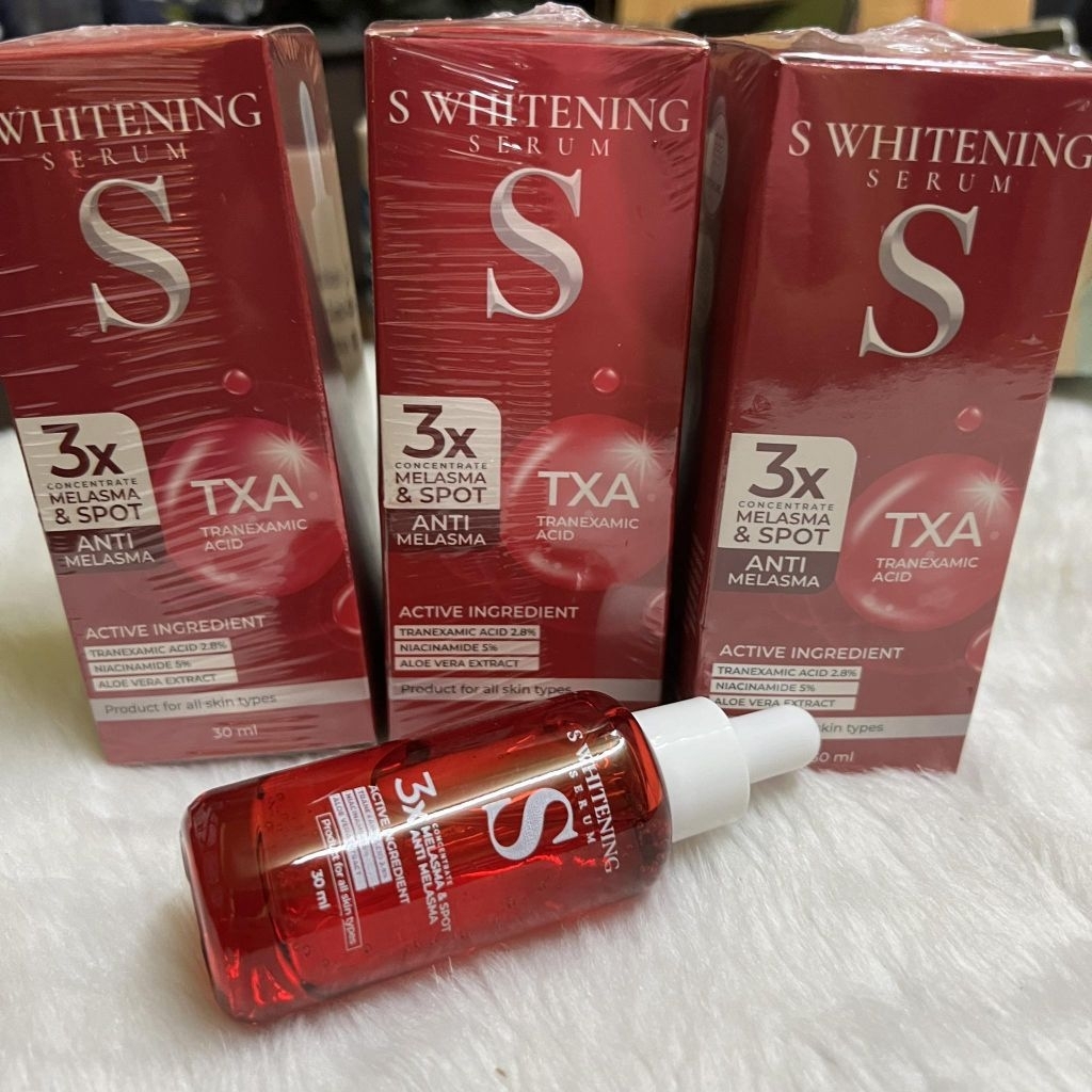 10 กล่อง ขายส่ง เอส เซรั่ม รุ่นใหม่ เข้มข้นกว่า  s whitening melasma serum 30ml