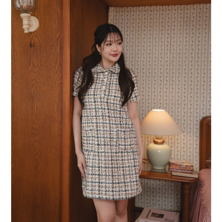 New!! Timetoeve - Evelyn Dress เดรสผ้าลายกระดุมมีซับใน - รูปที่ 3