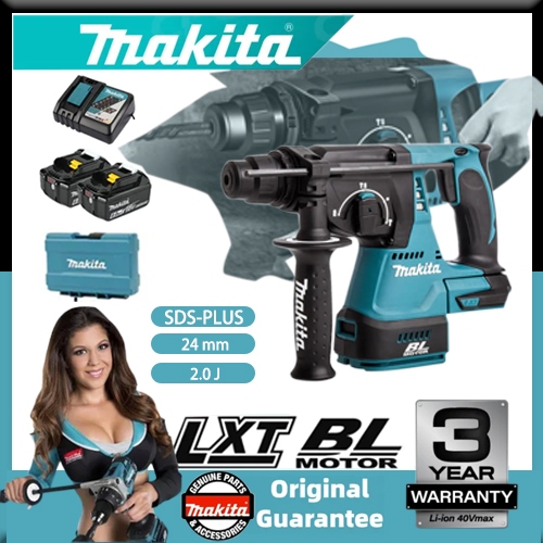 MAKITA DHR242 18V ระบบเจาะคอนกรีตกําลังสูงแบบชาร์จไฟได้ค้อนไฟฟ้ามอเตอร์ไร้แปรงถ่านแบตเตอรี่ลิเธียมแบ