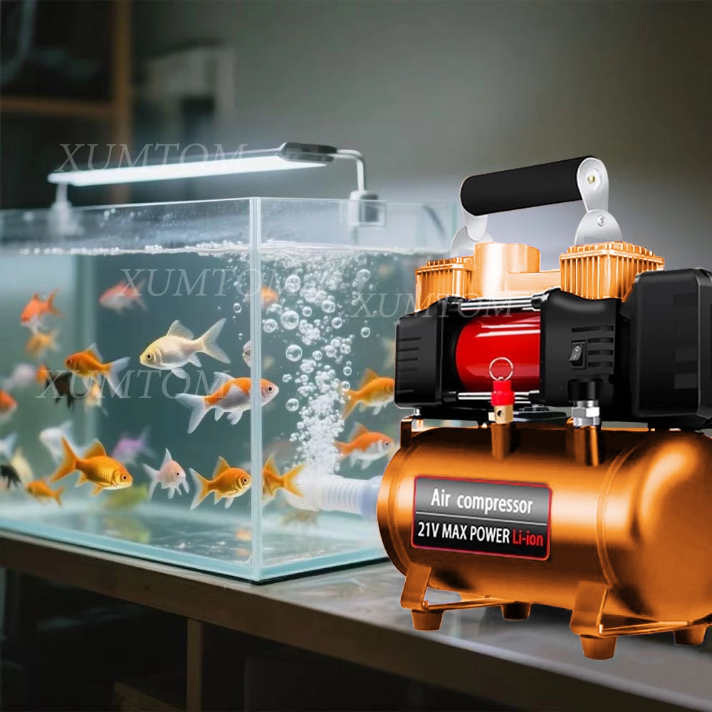 【ของแท้ 100%】ปั๊มลมไฟฟ้า พกพา 100L/MIN ปั๊มลมออยฟรี ท่อ7ม ปั๊มลมรถยนต์ไฟฟ้า เงียบ Air Compressors พกพาง่าย+ไร้เสียงรบกวน - รูปที่ 7