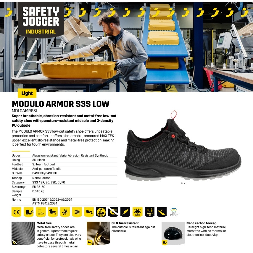 SAFETY JOGGER حذاء سلامة MODULO ARMOR S3S بمقدمة نانو كربون — صورة 2