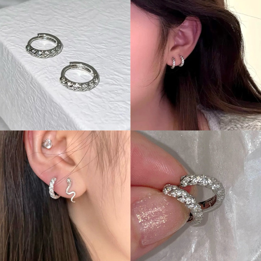 ♡ มีส่งด่วน ♡  (1คู่) ต่างหูห่วง ต่างหูเงิน พร้อมส่ง