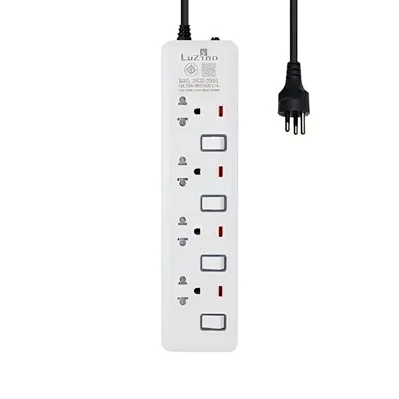 รางปลั๊กไฟ 4 ช่อง 4 สวิตช์ LUZINO รุ่น EI-104 สีขาว - เทา