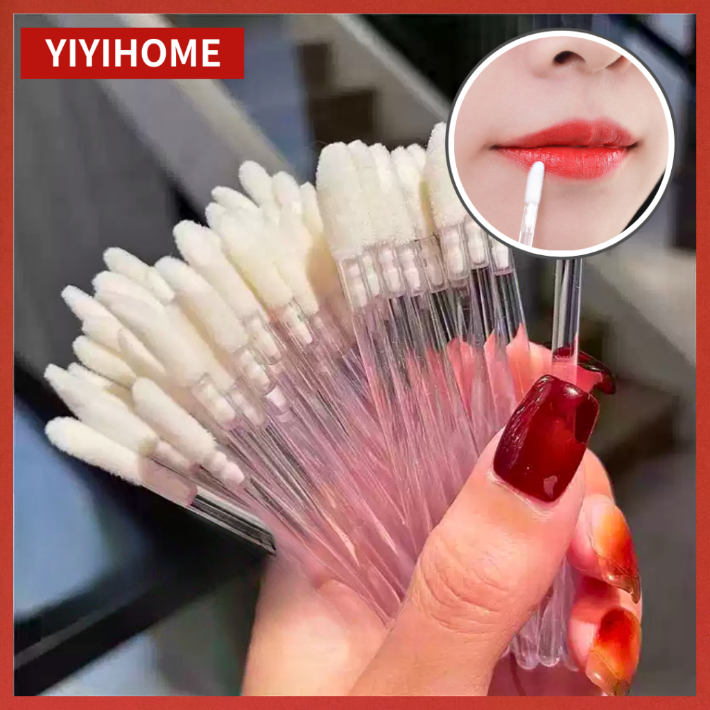 YIYIHOME แปรงทาลิป แปรงมูส แปรงปัดขนตา แปรงปัดคิ้ว ใช้แล้วทิ้ง 50 ชิ้น ขนนุ่มหลายสี พกง่าย สะอาด