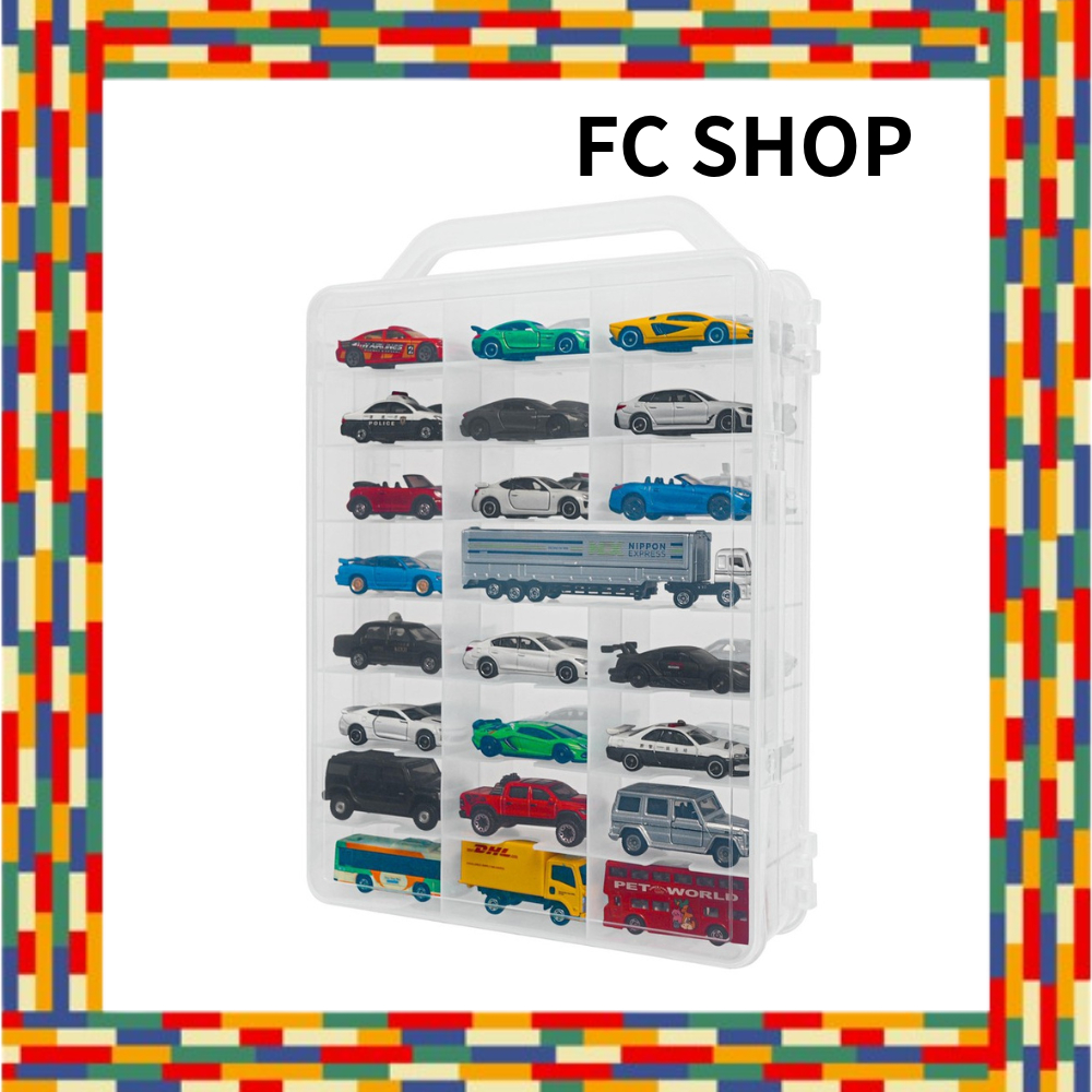 GUNSEED Tomica Storage Case with Handle, Double-Sided Storage Case for Tomica Cars, Holds 46-48 Tota