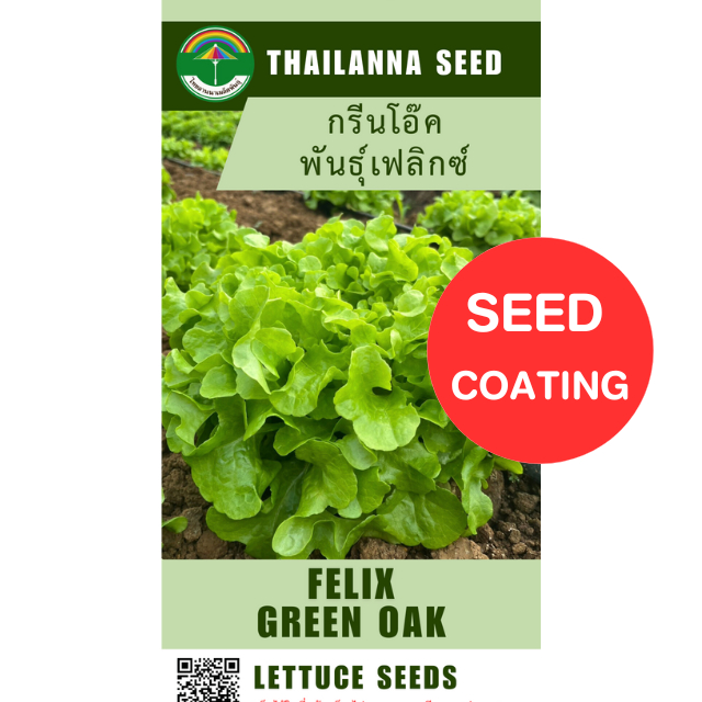 เมล็ดพันธุ์ผักสลัด กรีนโอ๊ค พันธุ์เฟลิกซ์ ( ขนาด 0.5 กรัม ) ( เมล็ดเคลือบ ) รหัสสินค้า SSC 1039