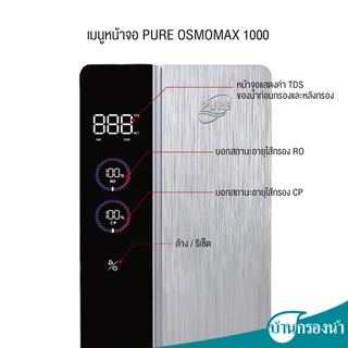 PURE เครื่องกรองน้ำดื่ม ระบบ RO OSMOMAX 1000