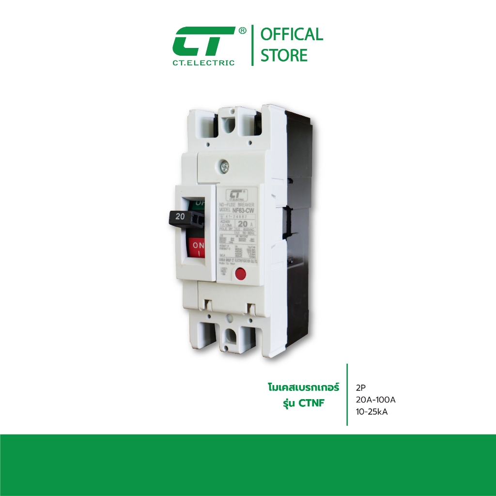 โมลเคสเซอร์กิตเบรกเกอร์ CT ELECTRIC รุ่น CTNF ขนาด 2P 20A-100A