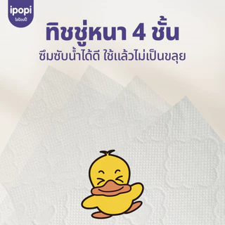 [ยกลัง12หิ้ว] ipopi ทิชชู่แบบดึงแขวนผนัง ซึบซับน้ำได้ดี เหนียวนุ่ม หนา4ชั้น 880แผ่น