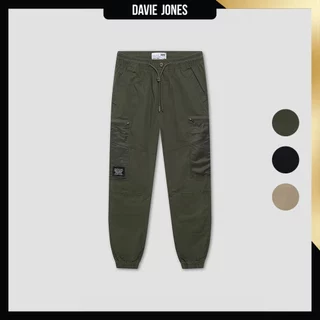 DAVIE JONES [BE FEARLESS] กางเกงจ็อกเกอร์ผู้ชาย Slim Fit Joggers สีเขียว ดำ กากี GP0019