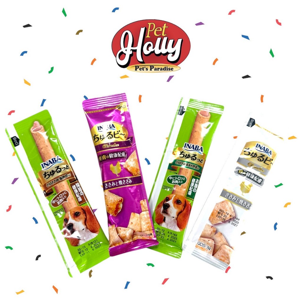 Pet Holly - Inaba สติ๊กแท่ง/สั้นสอดไส้ครีม สำหรับสุนัข แบ่งขายเป็นซอง