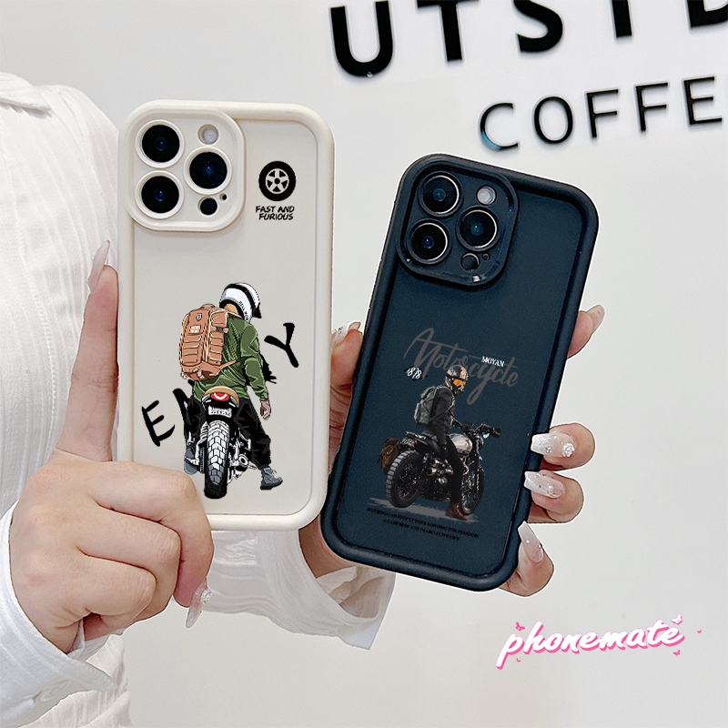 เคสโทรศัพท์มือถือ ลายการ์ตูนเด็กผู้ชายขี่จักรยานยนต์ ไบค์เกอร์ แฟชั่น เคส Note10/Note10s Note11/Note11s เคสนิ่ม