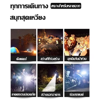 【รับประกัน 10 ปี】ไฟฉายแรงสูง LED 100000LM ไฟฉายสปอตไลท์ ชาร์จได้ ไฟด้านข้าง ปรับแสงแรง-ต่ำ ไฟแฟลช