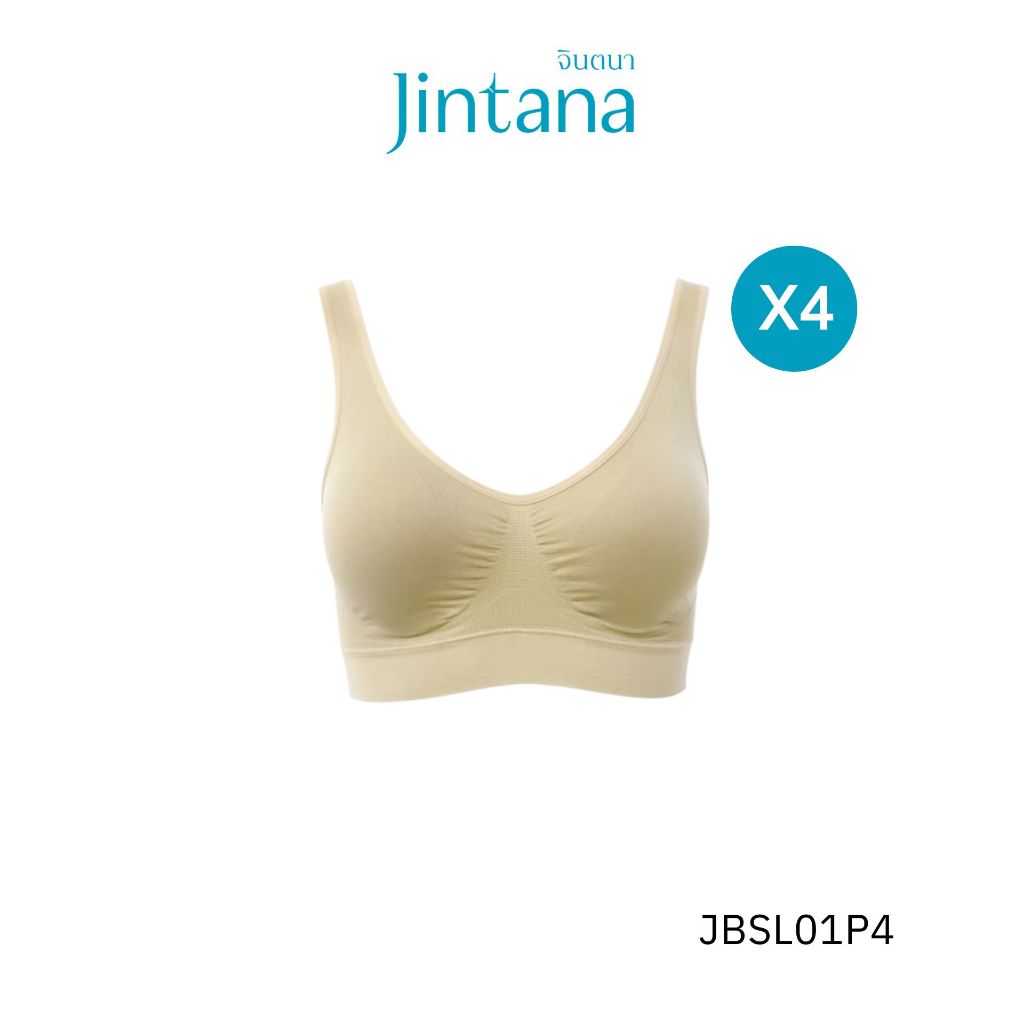(สินค้าขายดี)(แพ็ก4ชิ้น)Jintana เสื้อชั้นใน จินตนา รุ่น Pure Comfort รหัส JBSL01P4  เสื้อในไร้โครง ไร้ตะเข็บ ใส่สบาย