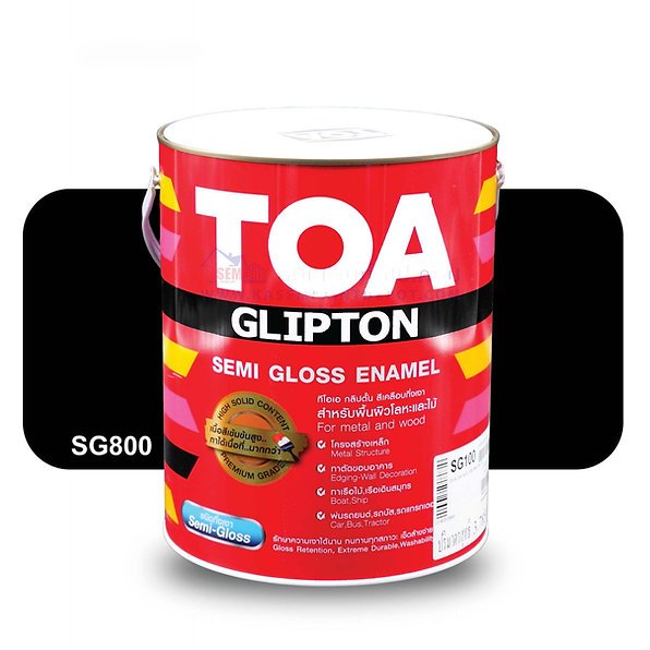 TOA Glipton SG800 Semigloss Enamel สีน้ำมันทีโอเอ สีดำกึ่งเงา (สีเคลือบกึ่งเงา) 3.785 ลิตร
