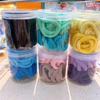🌸พร้อมส่ง🌸ยางรัดผม+กระปุก(50เส้น) ไม่กินผม มัดผม ยืดหยุ่นดี สีพาสเทล