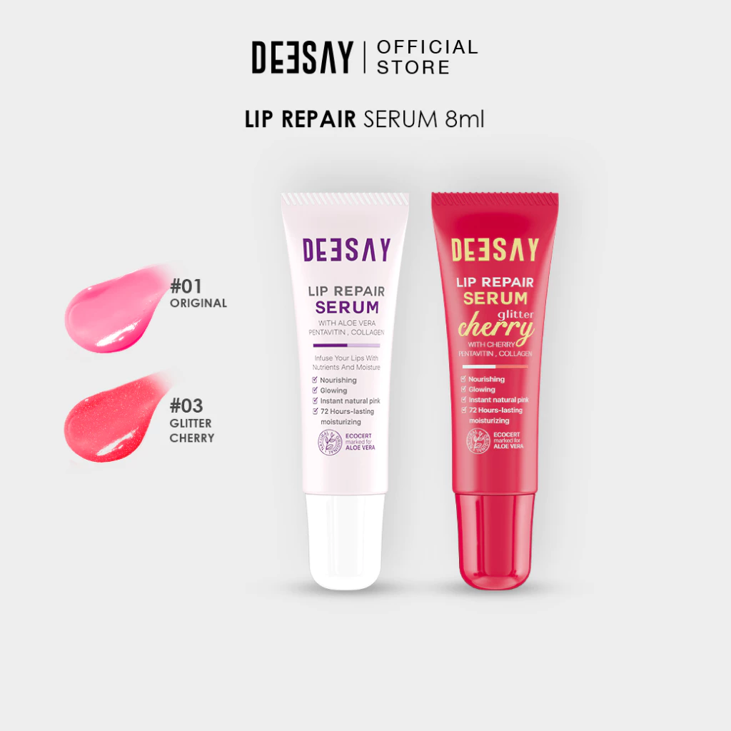 DEESAY : ลิปรีแพร์ สีชมพู สีชมพูอมพีช สีกลิตเตอร์เชอร์รี่ Lip Repair Serum ลิปดีเซ้ย์ 8ml
