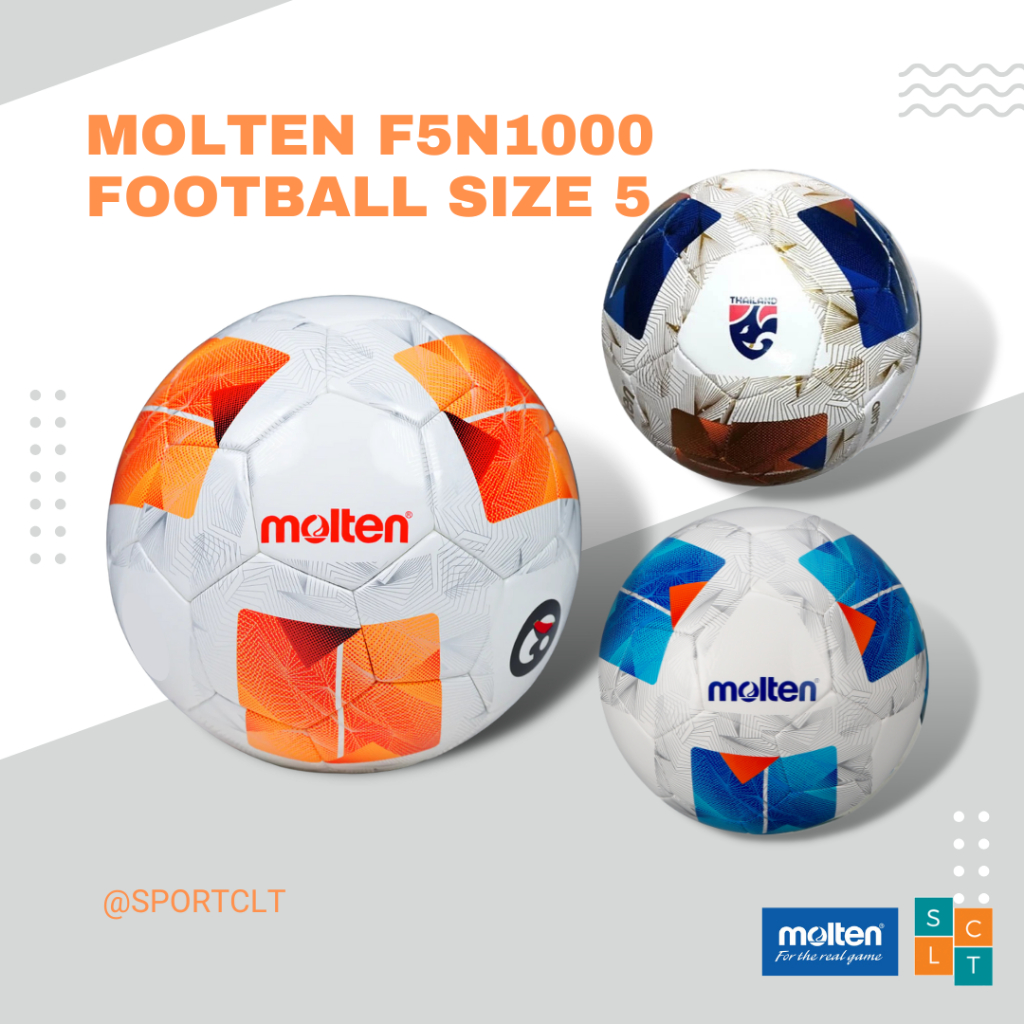 MOLTEN ลูกฟุตบอลมอลเทน TPU หนังเย็บ ลายไทยลีค F5N1000 ฟุตบอลเบอร์ 5