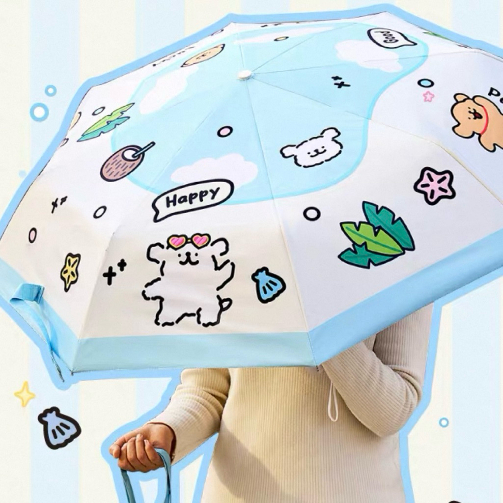 พร้อมส่ง🩵 ร่ม Happy Maltese มอลทีส ร่มกดออโต้ ร่มพับ คุณภาพดี ร่มพกพา ร่มน่ารัก umbrella ร่มกันแดด ร่มกันฝน 48018 รูปที่ 8