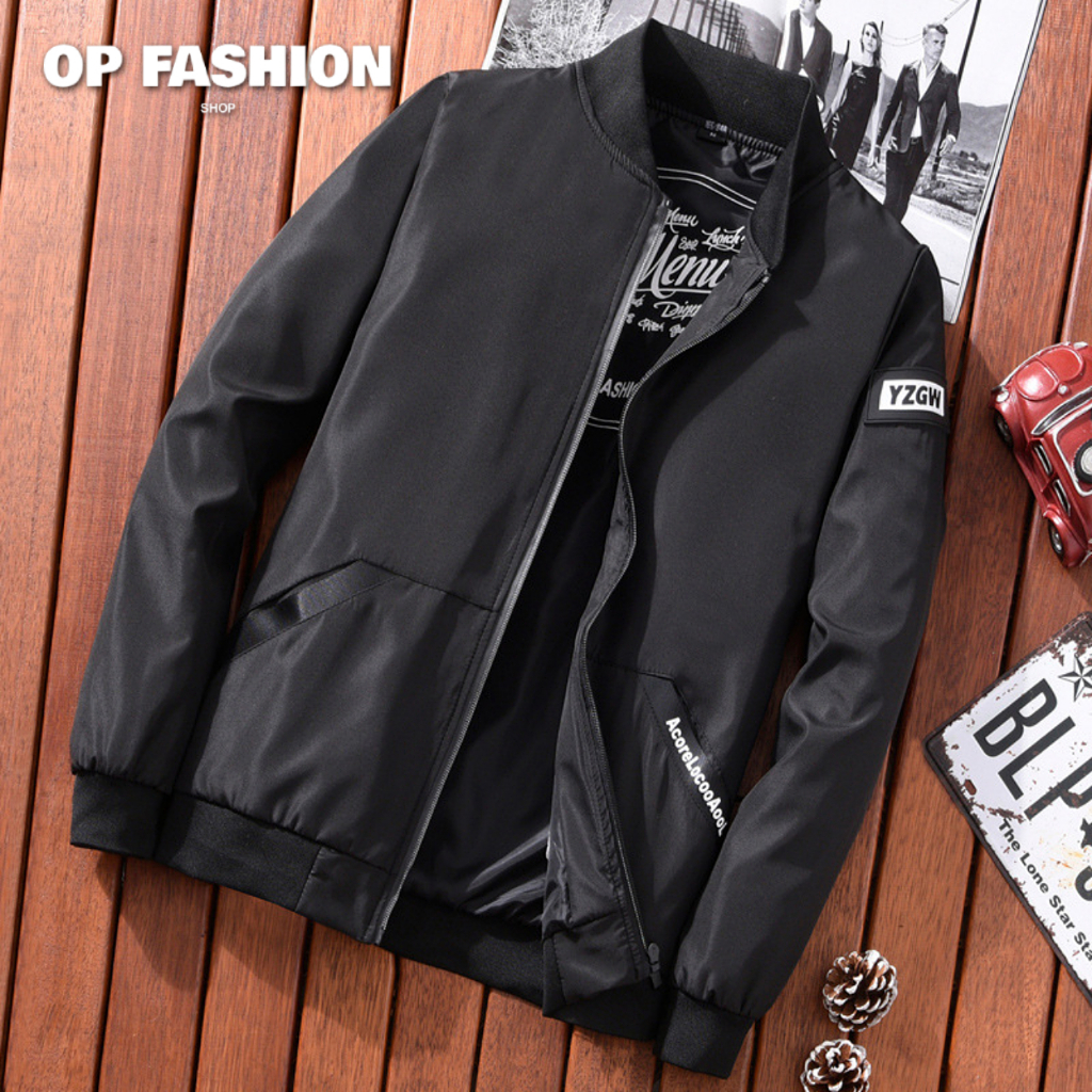 เสื้อแจ็คเก็ตผู้ชาย เสื้อแจ็คเก็ตลําลอง กันลม ใส่ซิ่งเท่ๆ พร้อมส่ง (MENU)