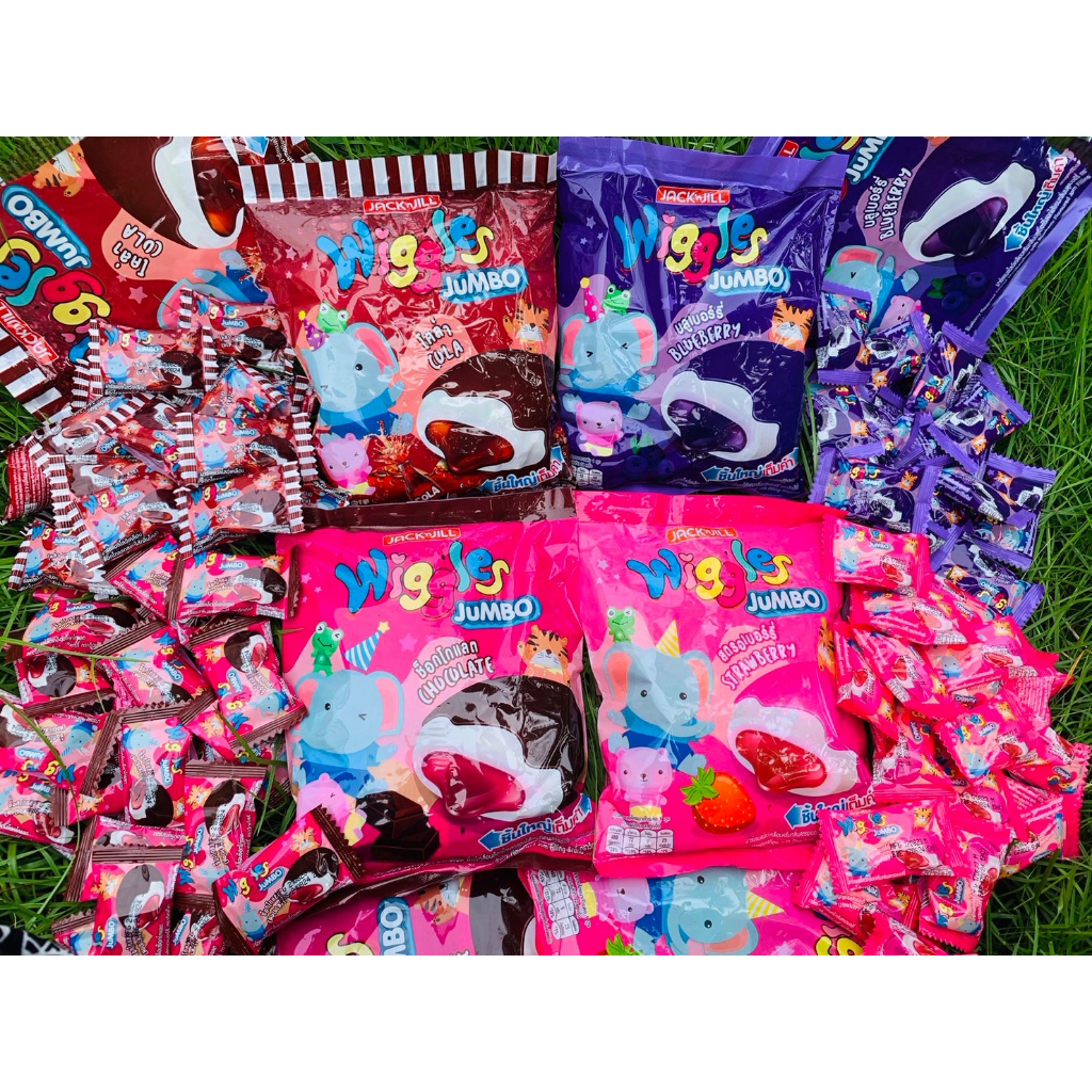 Wiggles Jumbo วิกเกิ้ล จัมโบ้ มาร์ชเมลโลว์เคลือบช็อคโกแลต สอดไส้เเยม แสนอร่อย ขายดีที่สุด (น้ำหนักสุ
