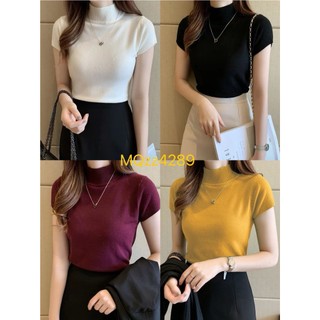 MQzz4289 *พร้อมส่ง* เสื้อยืดไหมพรม คอสูงสีเยอะมากกก ผ้านิ่มสุดด เสื้อยืดแฟชั่น แขนสั้น สไตล์สาวเกาหลี Freesize
