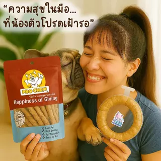 PRO CHEW Pressed Ring 6" with Pork โปวชิว ขนมสุนัข แทะนาน โดนัทหมู 6" 1 ชิ้น