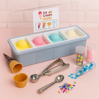 Candy Cream Bar ร้านไอติมสายไหม สไลม์ 1800g 4สี พร้อมที่ตักและท้อปปิ้ง
