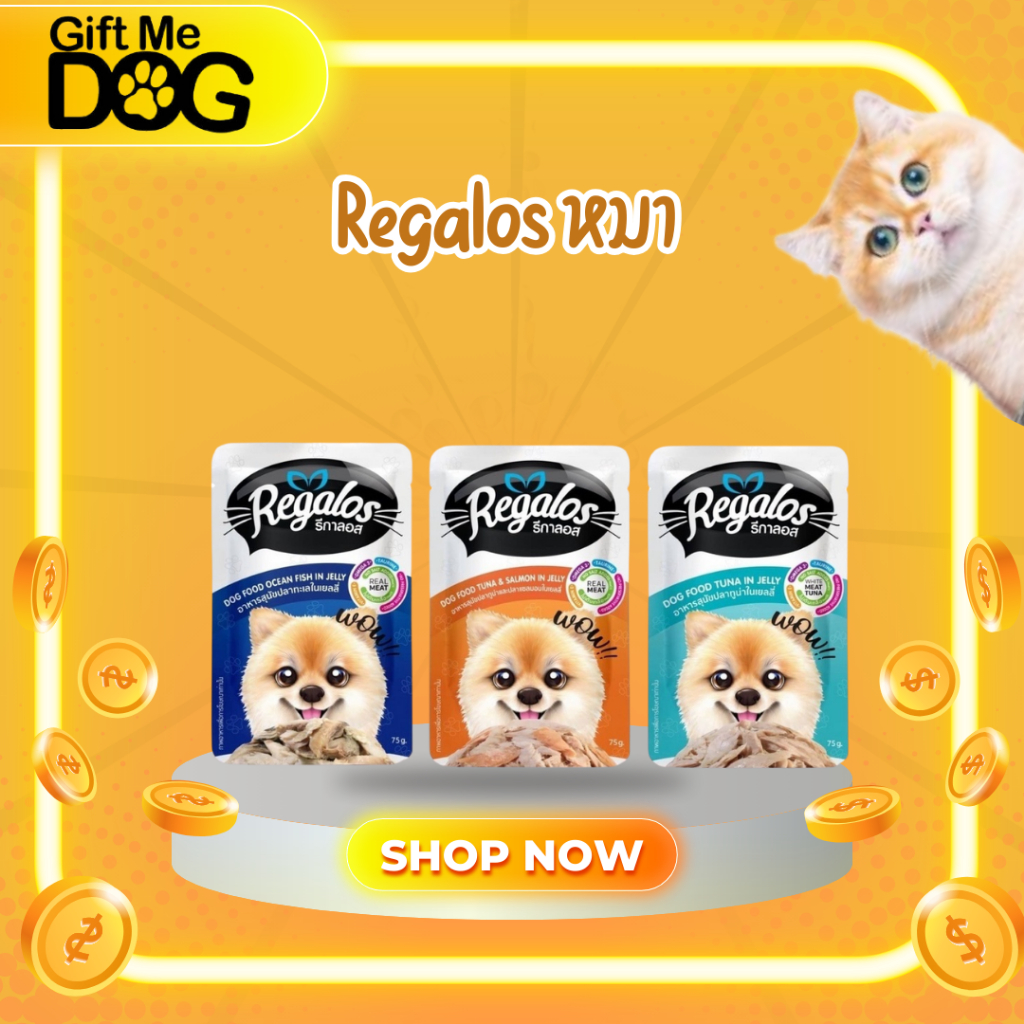 ซองRegalos รีกาลอส อาหารเปียกสุนัข สำหรับสุนัขทุกสายพันธุ์ ขนาด75g