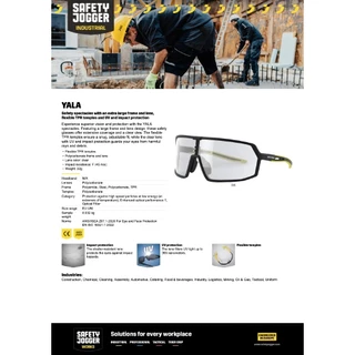 Safety Jogger YALA ราคาต่อ 1 ชิ้น แว่นตานิรภัย แว่นตากันฝุ่่น แว่นตากันแดด ป้องกันรังสี UV และแรงกระแทก