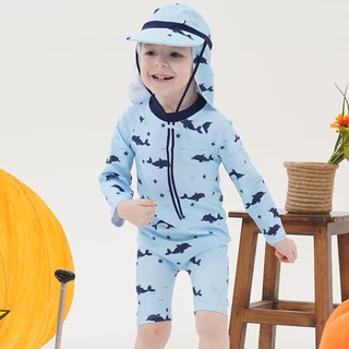 NT Baby-033 (บริการส่งด่วนกรุงเทพฯ)🐻‍❄️ Polar Bear Sun-Protect Swim Set– ชุดว่ายน้ำแขนยาวเด็ก พร้อมหมวกกันแดด ลายน้องหมี