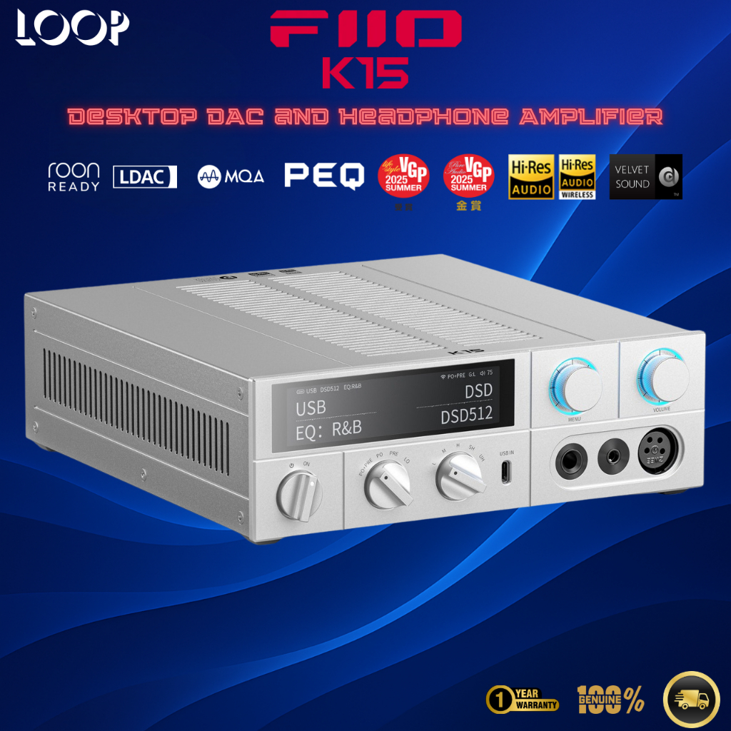 [PreOrder] FiiO K15 DAC/AMP ตั้งโต๊ะชิป AKM AK4497S *2 รองรับ MQA, Dual Hi-Res ประกันศูนย์ไทย