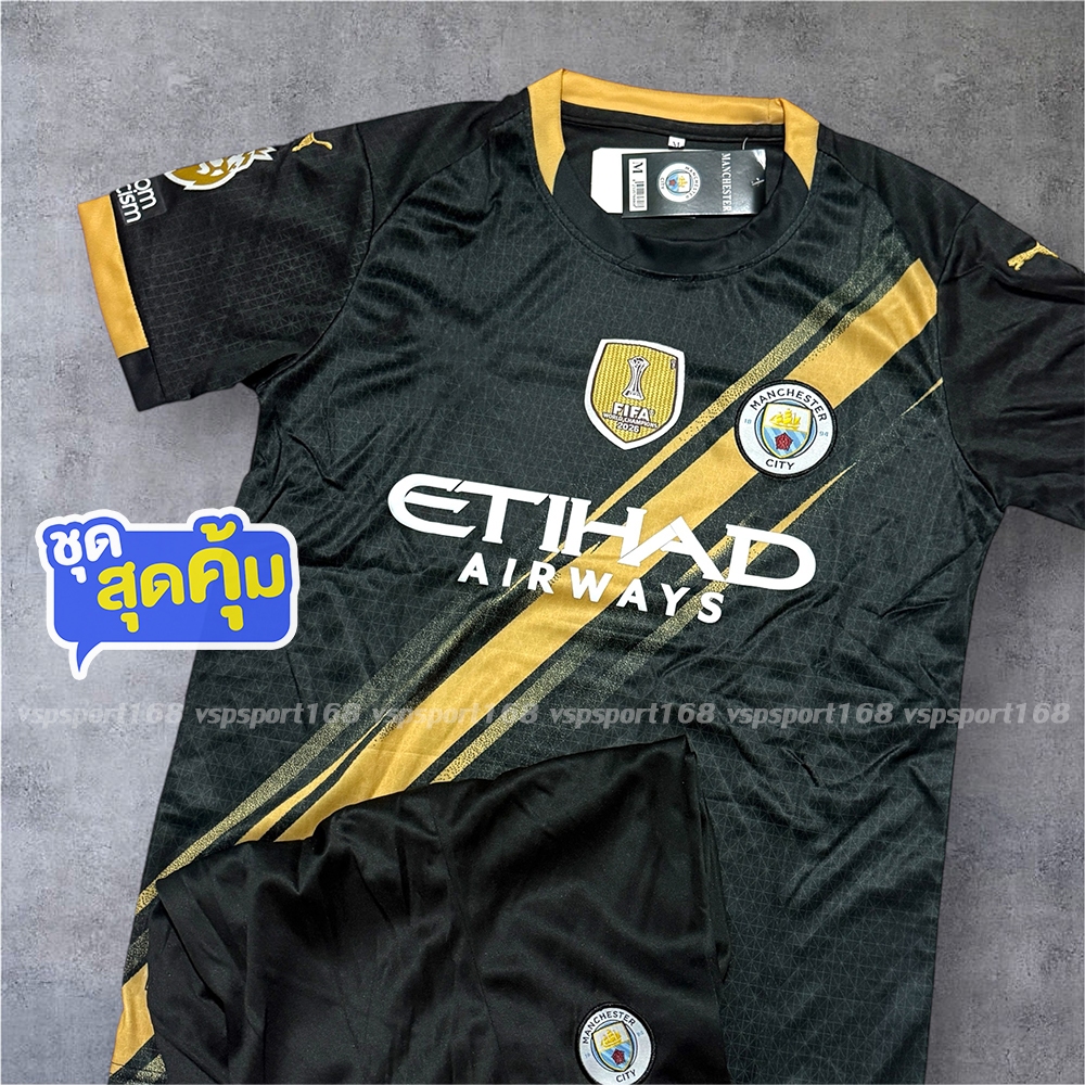 เสื้อฟุตบอล ทีมแมนซิตี้ BLACK เสื้อพร้อมกางเกง ใหม่ล่าสุดชุดกีฬา 2025/2026 เนื้อผ้าดีใส่สบาย