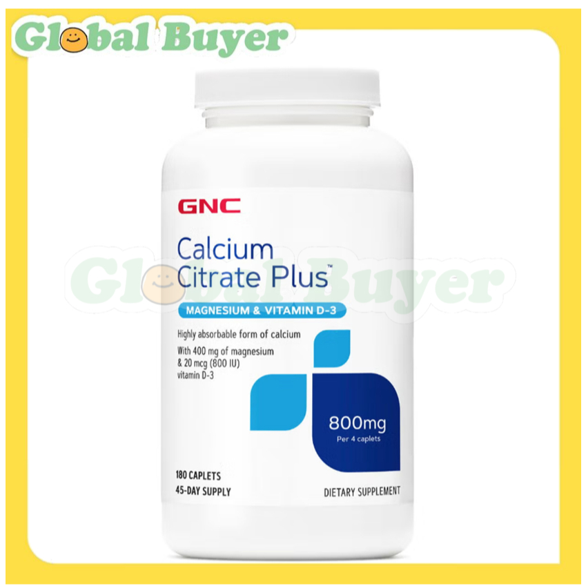 GNC  Calcium Citrate plus Magnesium & Vitamin D-3 800mg 180 Caplets EXP:09/2027